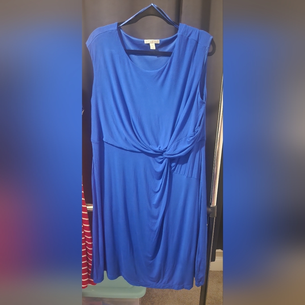 Dana Buchman Blue Sheath Dress with Cowl Neck
